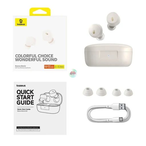 BASEUS wireless earphones bluetooth-os Fehér színben Bowie E18