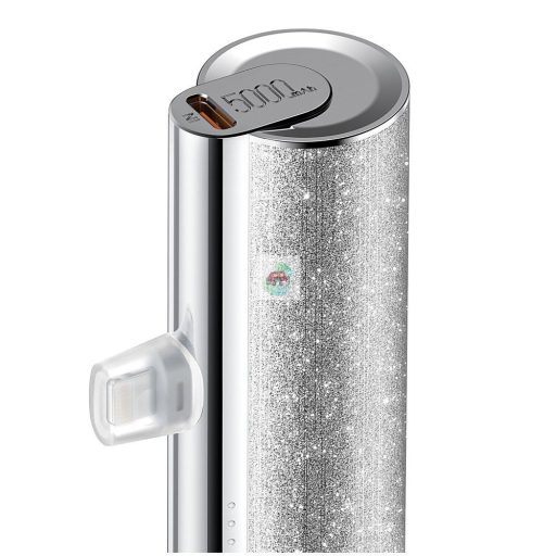 Veger PowerBank 5000mAh 12w-os Lightning csatlakozóval csillám ezüst színben