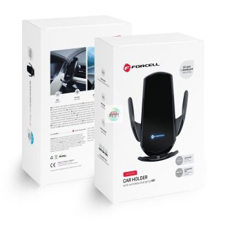   FORCELL autós tartó vezeték nélküli töltéssel, automatikus érzékelővel + mágneses adapterekkel HS1 15W fekete
