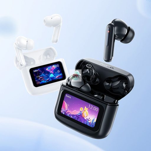HOCO wireless headset bluetooth-os érintő kijelzővel fehér színben